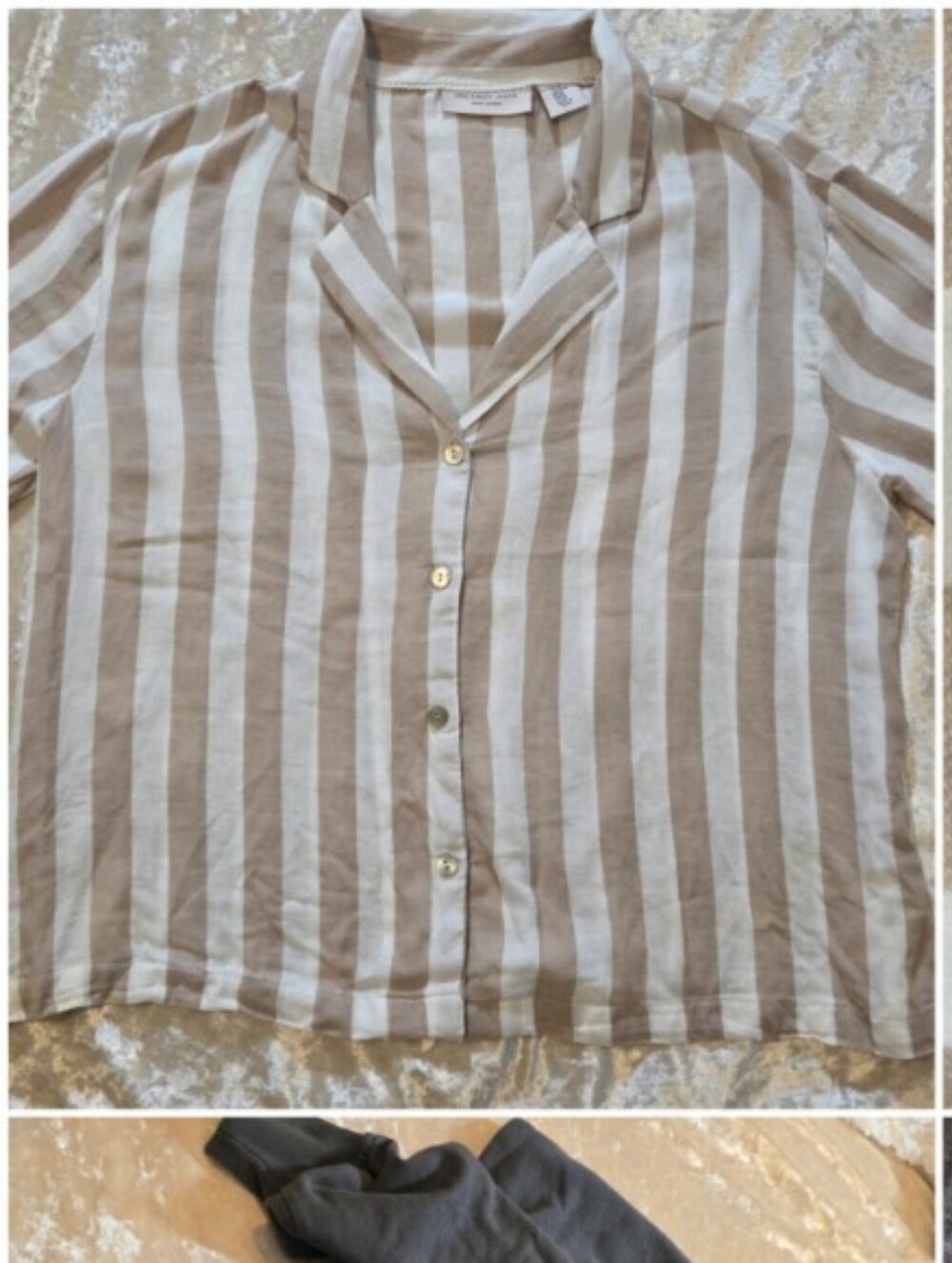 Sincerely Jules Women’s XS Beige White Striped Button Front Crop Top